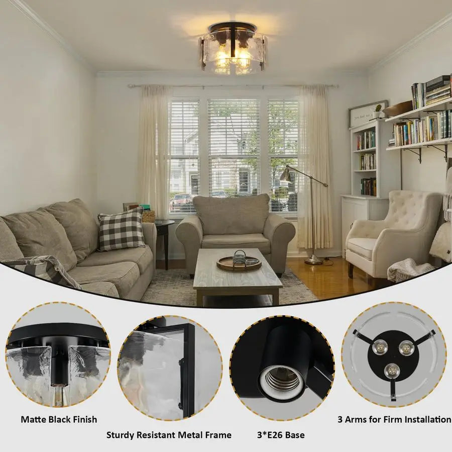 Semi Flush Mount Ceiling Light Fixture, 3Light Modern Hallway Light Fixtures Ceiling Mount, Foyer Kitchen Lighting Fixtures Ceil