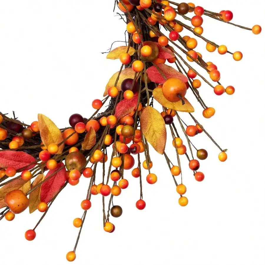 Artificial Berry & Apple Fall Decor for Door, Farmhouse Autumn Thanksgiving Wedding Table Garland, Realistic Foliage Twig