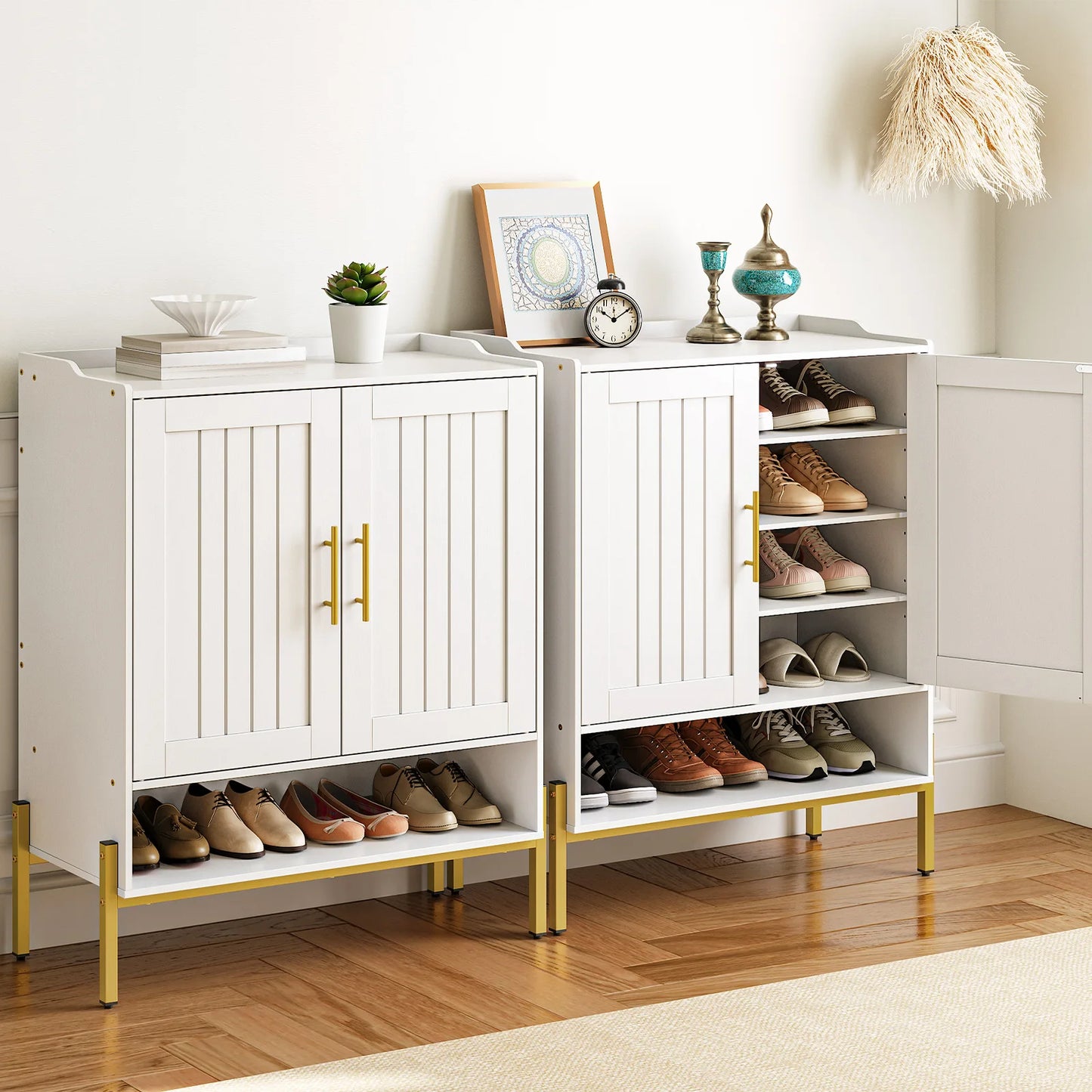 HOOBRO Shoe Cabinet 5-Tier Shoe Storage Cabinet Shoe Cabinet Storage Shoe Organizer Cabinet with 3 Adjustable Shelves