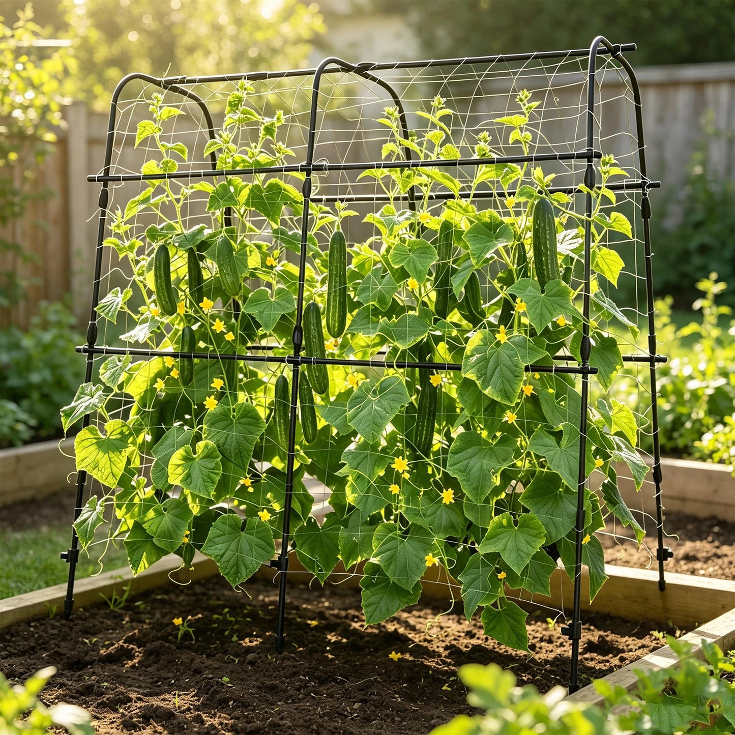 5.3x5.3 FT Garden Arch Trellis For Climbing Plants, U Shape Cucumber Melon Support For Raised Beds, Grapes Roses Vegetables