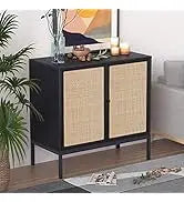 Natural Rattan Nightstand Set of 2, Boho Night Stand with Drawers, Bedside Table Accent Cane End Table Side Table for Bedroom L