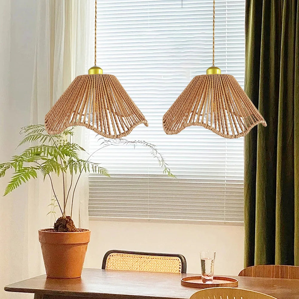 Ceiling chandelier,dining room pendant lights,E26 base,modern pendant lights,Height adjustable, Hand-Woven
