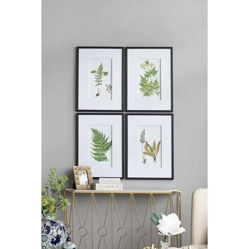 Set of 4 Black and White Botanical Fern Wall Art Prints, Stylish Wall Decor for Living Room, Dining Room, and Entryway, 20" x