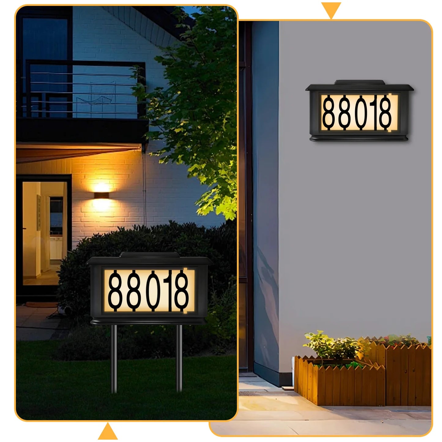 Solar Outdoor Lighting House Number Sign Light, Spotlight, Directional Light, Dual-Use Warm Light/White Light, Address Sign Light with Stake, Led Address Plaque Light for Houses and Homes, Suitable for Villas, Rural Areas, De