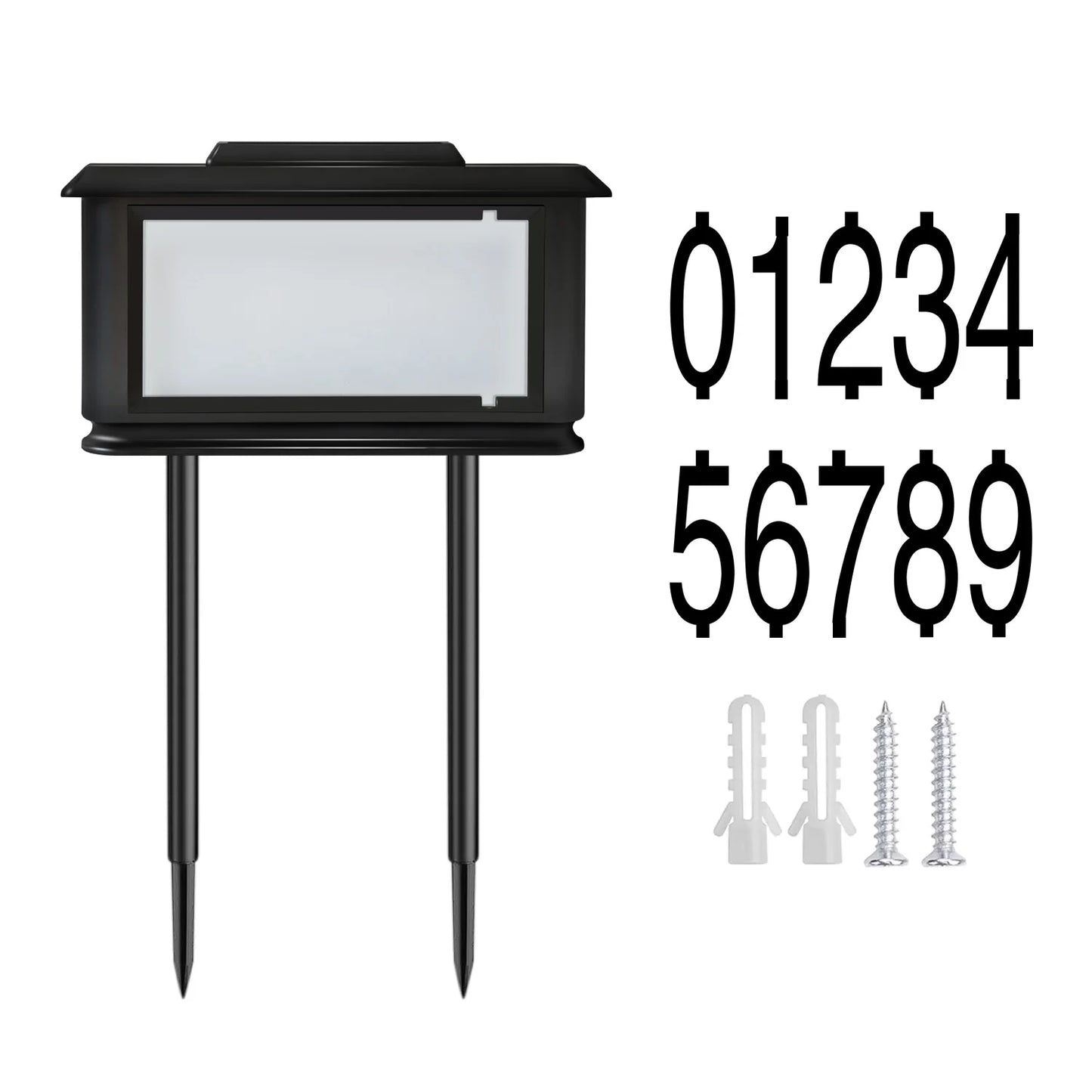 Solar Outdoor Lighting House Number Sign Light, Spotlight, Directional Light, Dual-Use Warm Light/White Light, Address Sign Light with Stake, Led Address Plaque Light for Houses and Homes, Suitable for Villas, Rural Areas, De