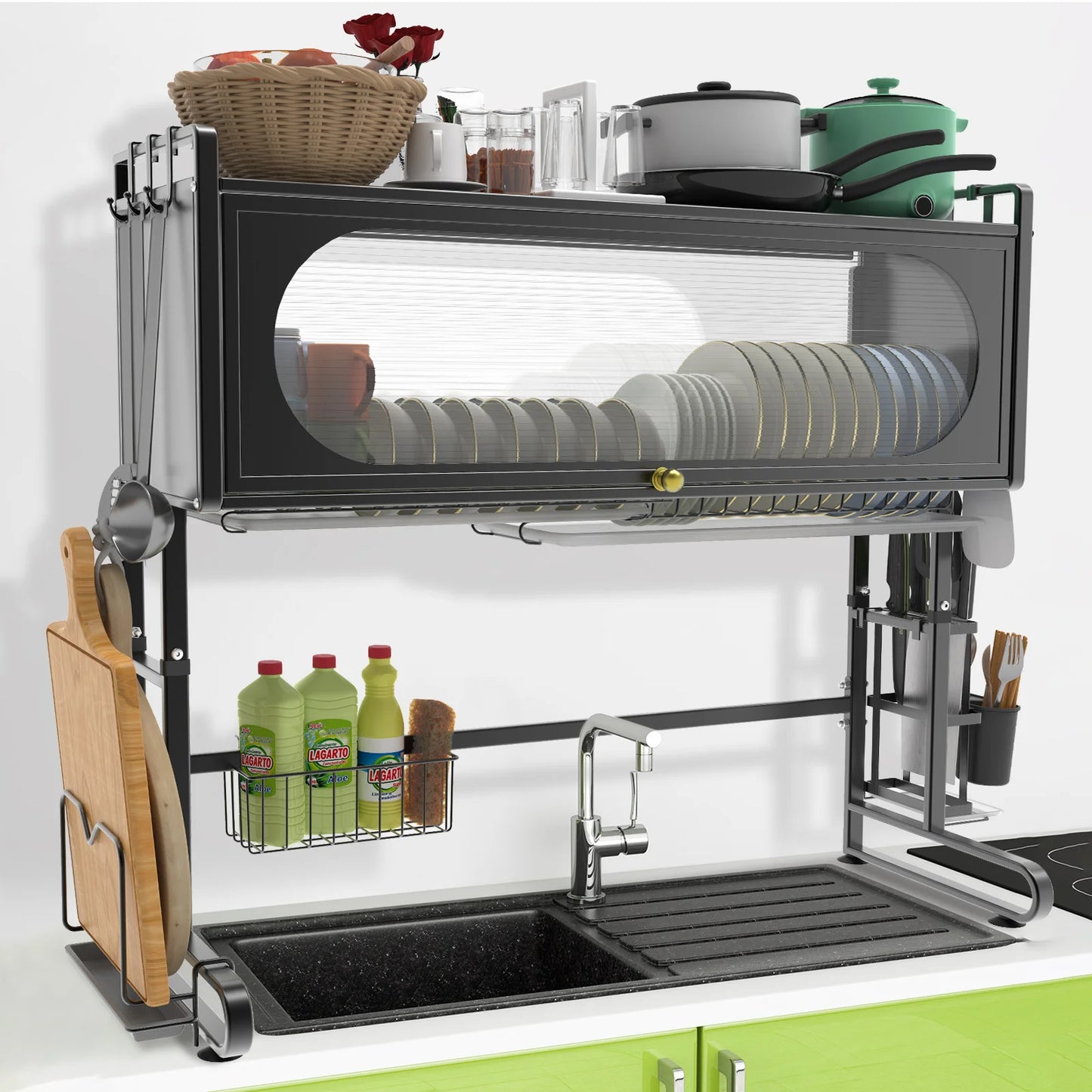 Over The Sink Dish Drying Rack 3 Tier Large Dish Rack Over The Counter Dish Drying Rack for Kitchen Sink Shlef Adjustable