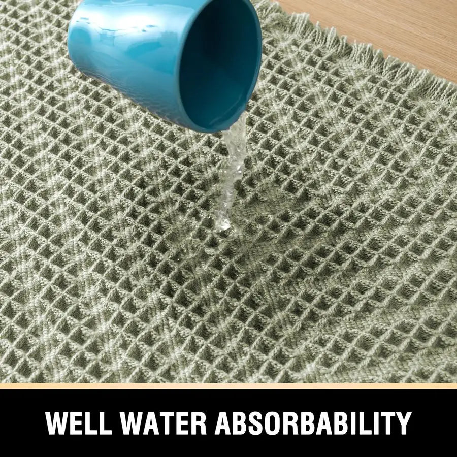 Waffle Bath Runner Rug Long Bath Mat Super Absorbent Boho Bath Rugs Non Slip Bath Runner for Bathroom Floor Machine Washable Dry