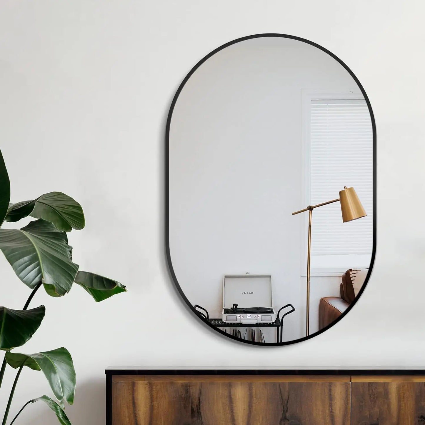 36''x24'' Black Oval Metal Framed Wall Mirror for Bathroom Bedroom Entryway Vanity