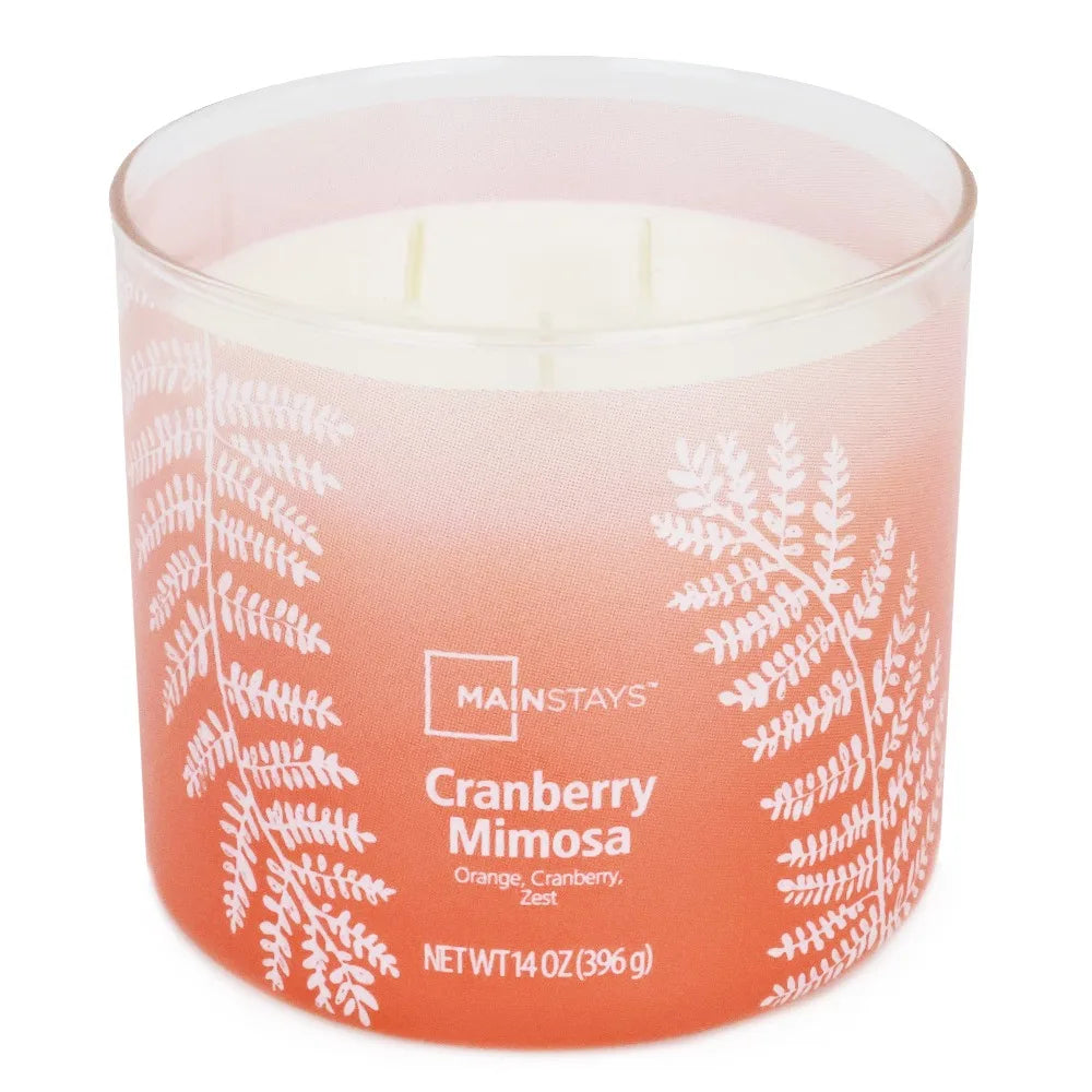 Ombre Wrap Triple Wick Scented Candle Cranberry Mimosa Fragrance Home Decor Aromatherapy Candle Gift 14 Ounce