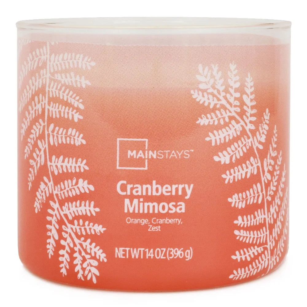 Ombre Wrap Triple Wick Scented Candle Cranberry Mimosa Fragrance Home Decor Aromatherapy Candle Gift 14 Ounce