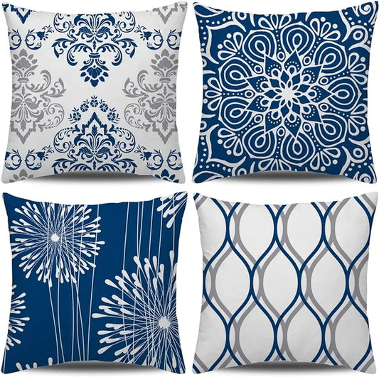 Decorative throw pillowcase 40x40cm blue modern simple square pillowcase sofa farmhouse living room cushion cover
