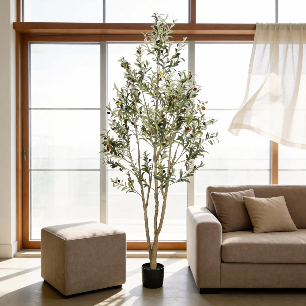 5/6/7FT  Artificial  Olive Tree in Plastic Black Pot, Artificial Plants，High degree of simulation, home interior decorations
