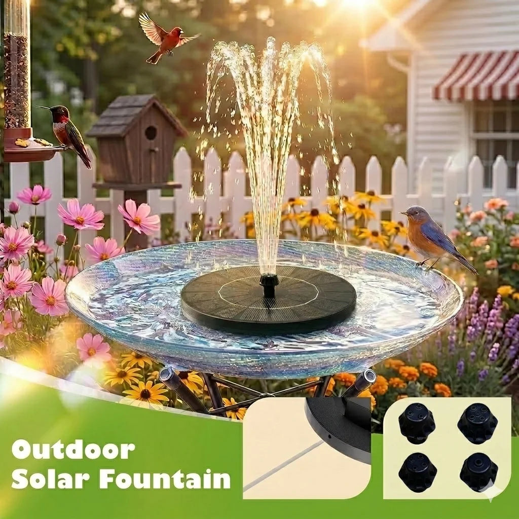 Solar Fountain, 1.8W/3.8W Solar Water Fountain with 4*Nozzles and 4*Crash Bars, DIY Water Feature&Outdoor Landscape Decor, Suitable for Bird Bath Garden Pond Pool etc