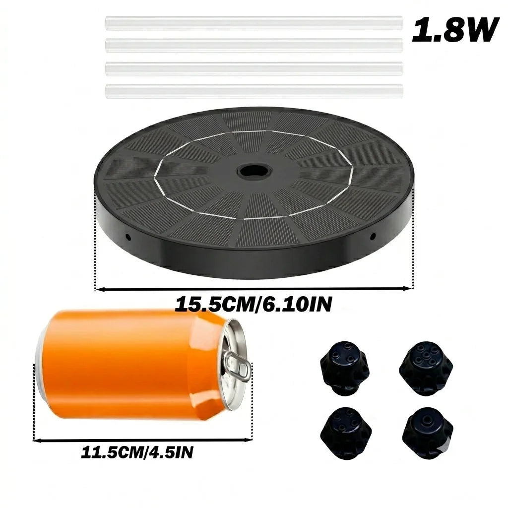 Solar Fountain, 1.8W/3.8W Solar Water Fountain with 4*Nozzles and 4*Crash Bars, DIY Water Feature&Outdoor Landscape Decor, Suitable for Bird Bath Garden Pond Pool etc