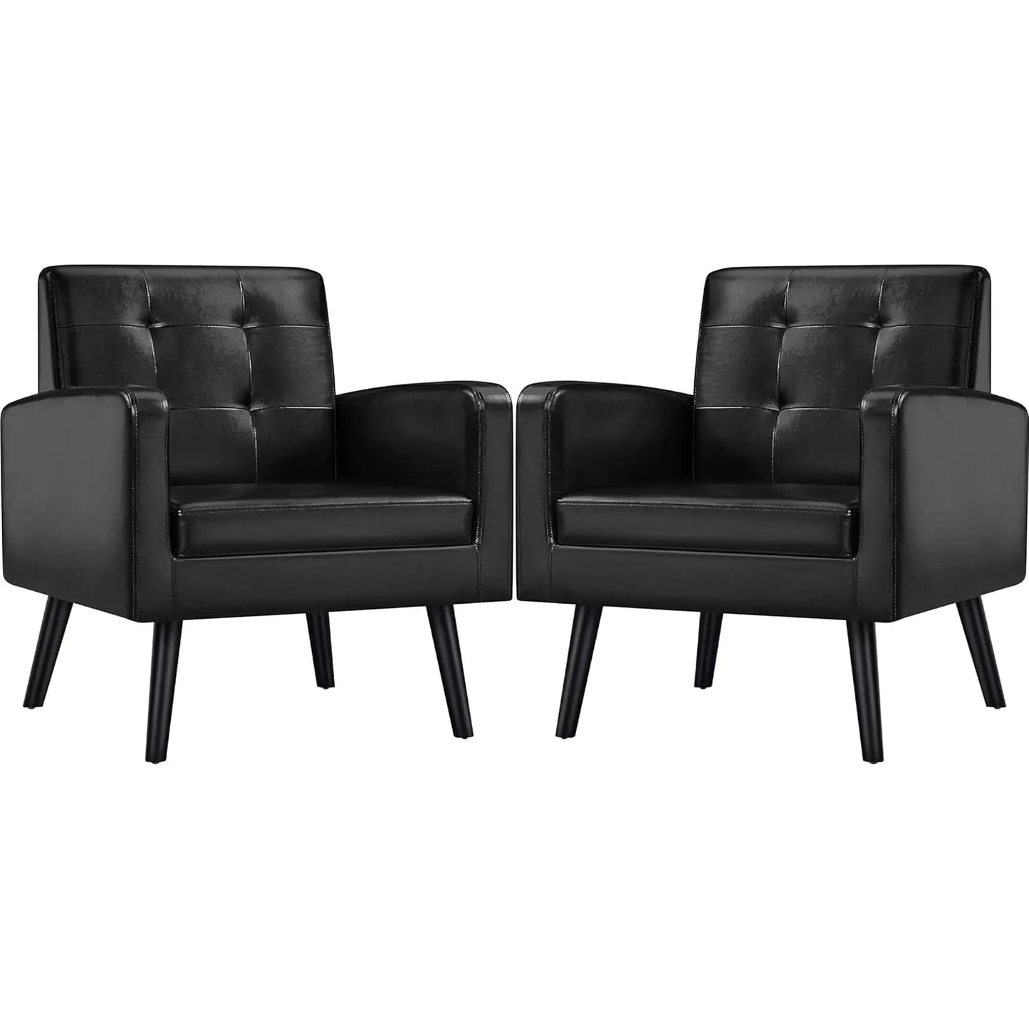 Mid-Century Accent Chairs, Modern Upholstered Living Room Chair, Cozy Armchair Button Tufted Back and Wood Legs for, Customized