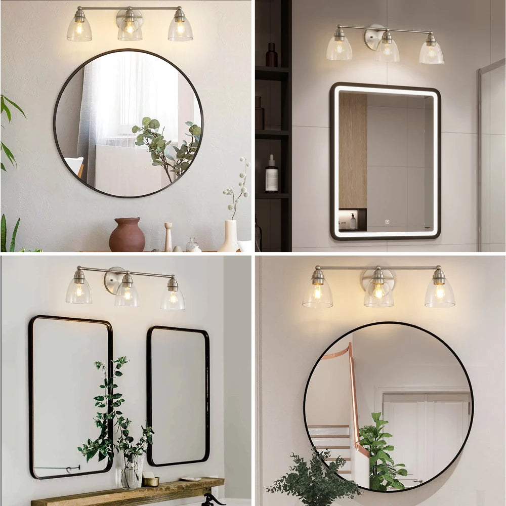 Modern Bathroom Vanity Light Clear Glass Shade Wall Sconces Over Mirror Living Room Bedroom Hallway (Bulb Not Included)