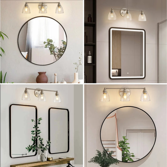 Modern Bathroom Vanity Light Clear Glass Shade Wall Sconces Over Mirror Living Room Bedroom Hallway (Bulb Not Included)