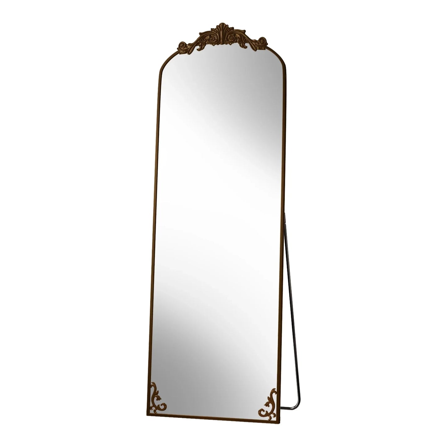 BEAUTYPEAK Full Length Mirror with Baroque Flower Head Design Wall-Mounted Mirror