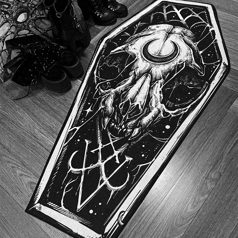 Bedroom Carpet Long Comfortable Floor Mat Gothic Style Rug Halloween Bedside Foot Mats Coffin Shape Rugs Home Decoration Carpets