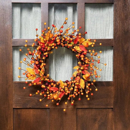 Artificial Berry & Apple Fall Decor for Door, Farmhouse Autumn Thanksgiving Wedding Table Garland, Realistic Foliage Twig
