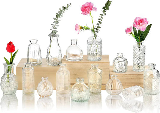 glass bud vase 15 pcs for centerpieces wedding,home decor,bud vases in bulk for flowers,small vases for christmas,birthday party