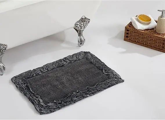 stylish 17x24 cotton bath mat set - 100% absorbent, soft, non-slip for bathroom