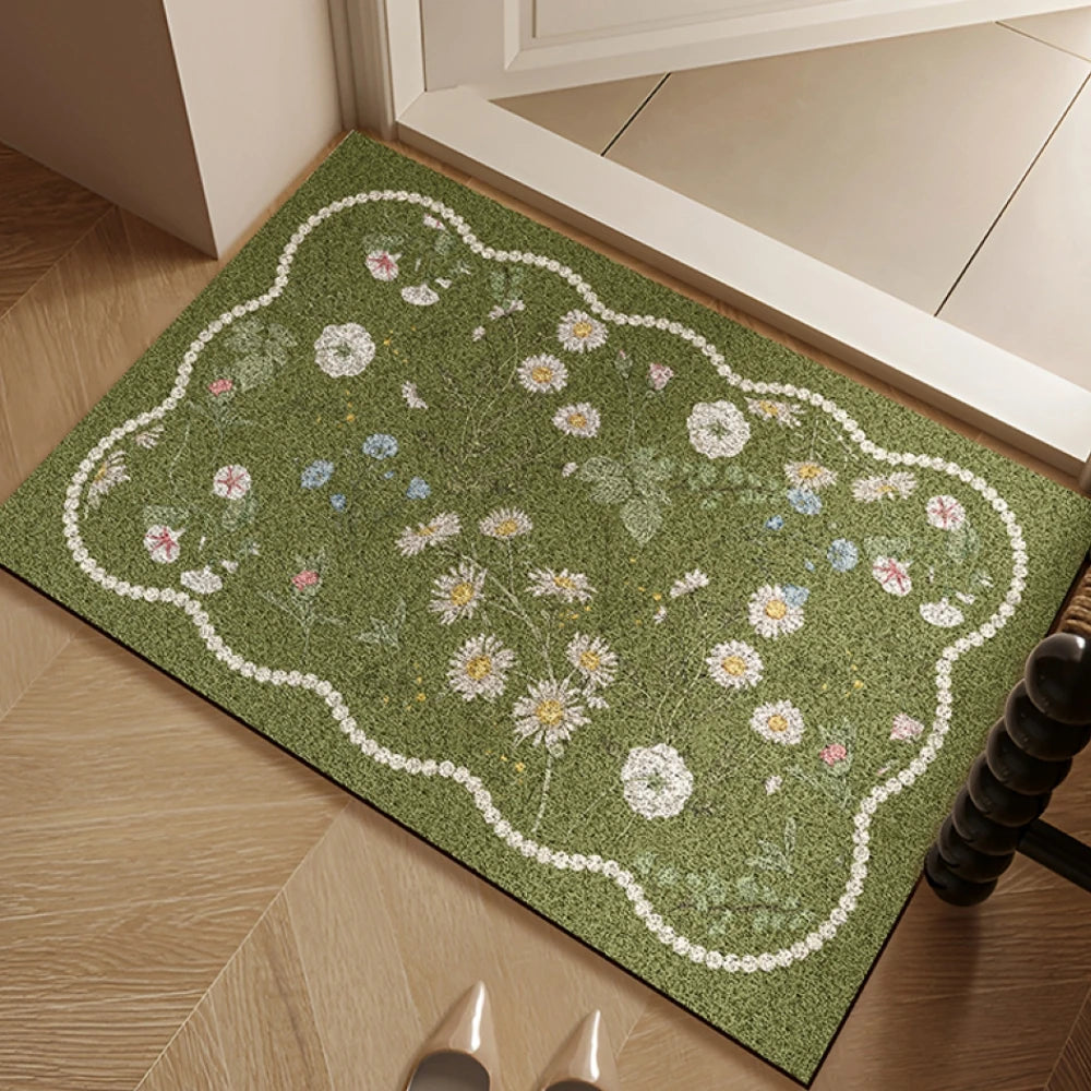 Green Floral Door Mat Cute Floral Floor Mats Rustic Floor Mats Forest Tree Floor Entry Doormat