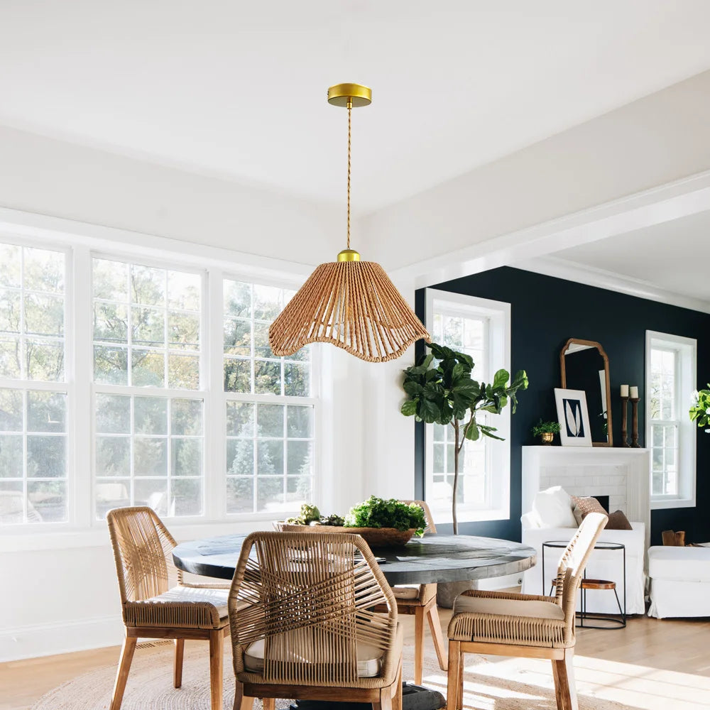 Ceiling chandelier,dining room pendant lights,E26 base,modern pendant lights,Height adjustable, Hand-Woven