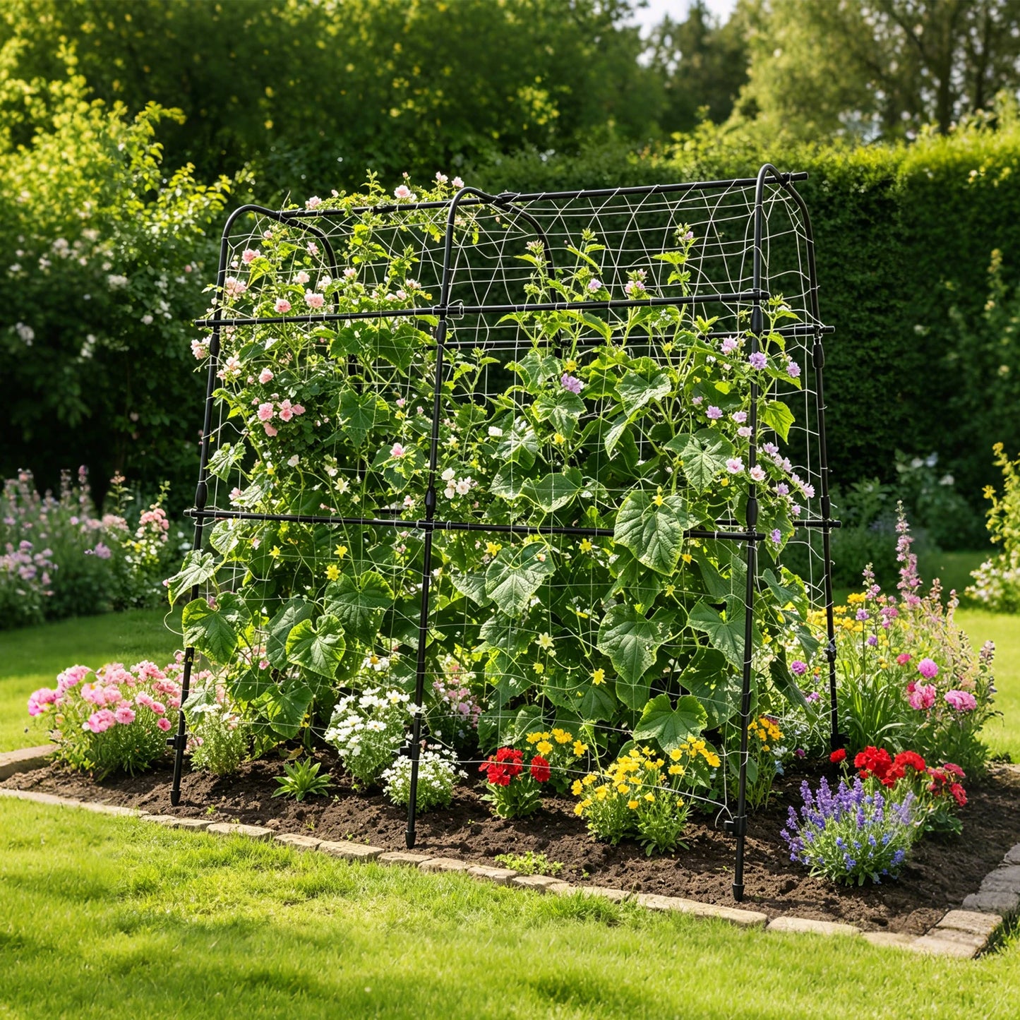 5.3x5.3 FT Garden Arch Trellis For Climbing Plants, U Shape Cucumber Melon Support For Raised Beds, Grapes Roses Vegetables