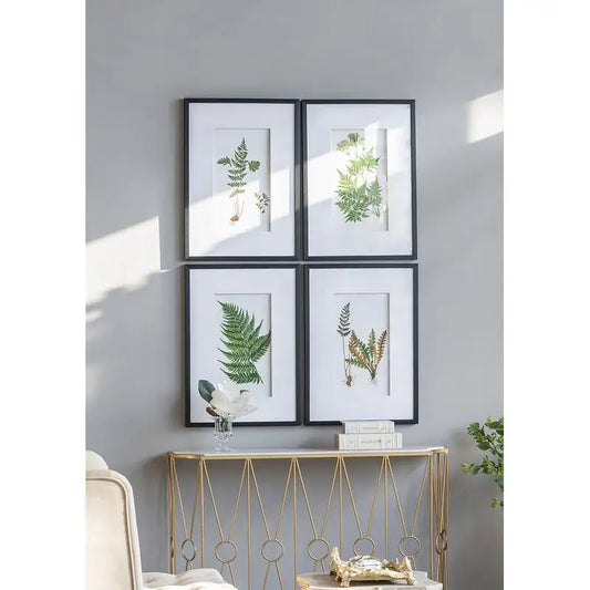 Set of 4 Black and White Botanical Fern Wall Art Prints, Stylish Wall Decor for Living Room, Dining Room, and Entryway, 20" x