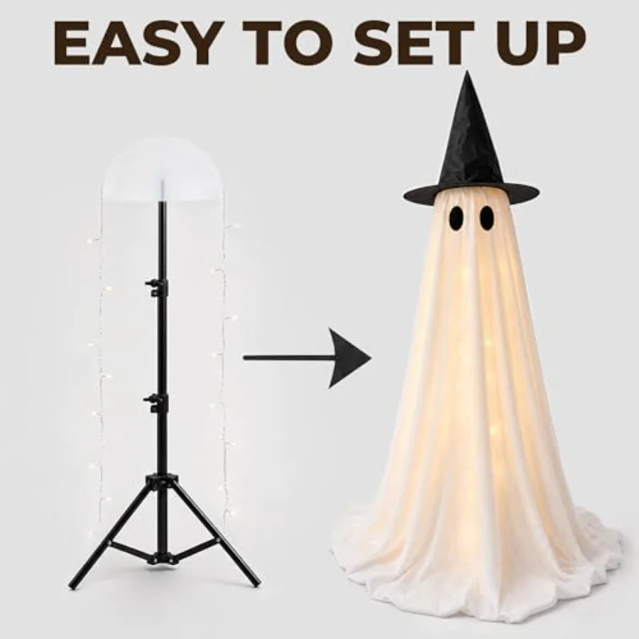 Halloween Decorations Indoor - 2 Pack Light Up Ghosts Easy to Assemble Adjustable Height Spooky Halloween Party Decorations for