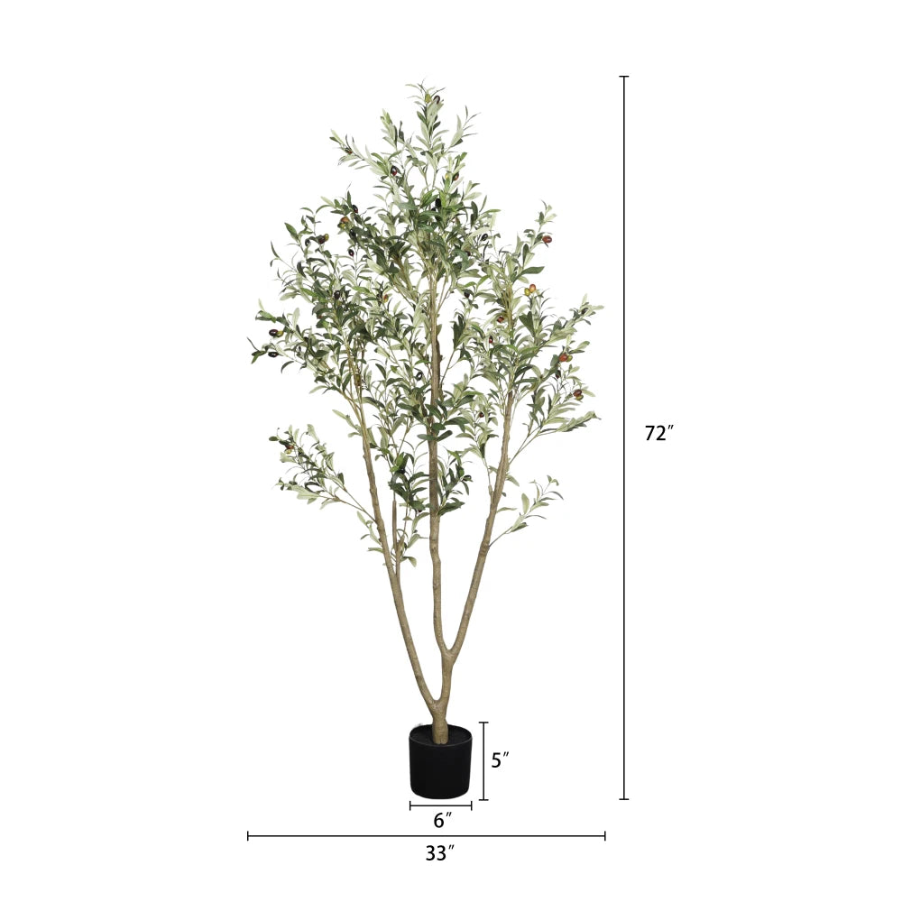 5/6/7FT  Artificial  Olive Tree in Plastic Black Pot, Artificial Plants，High degree of simulation, home interior decorations