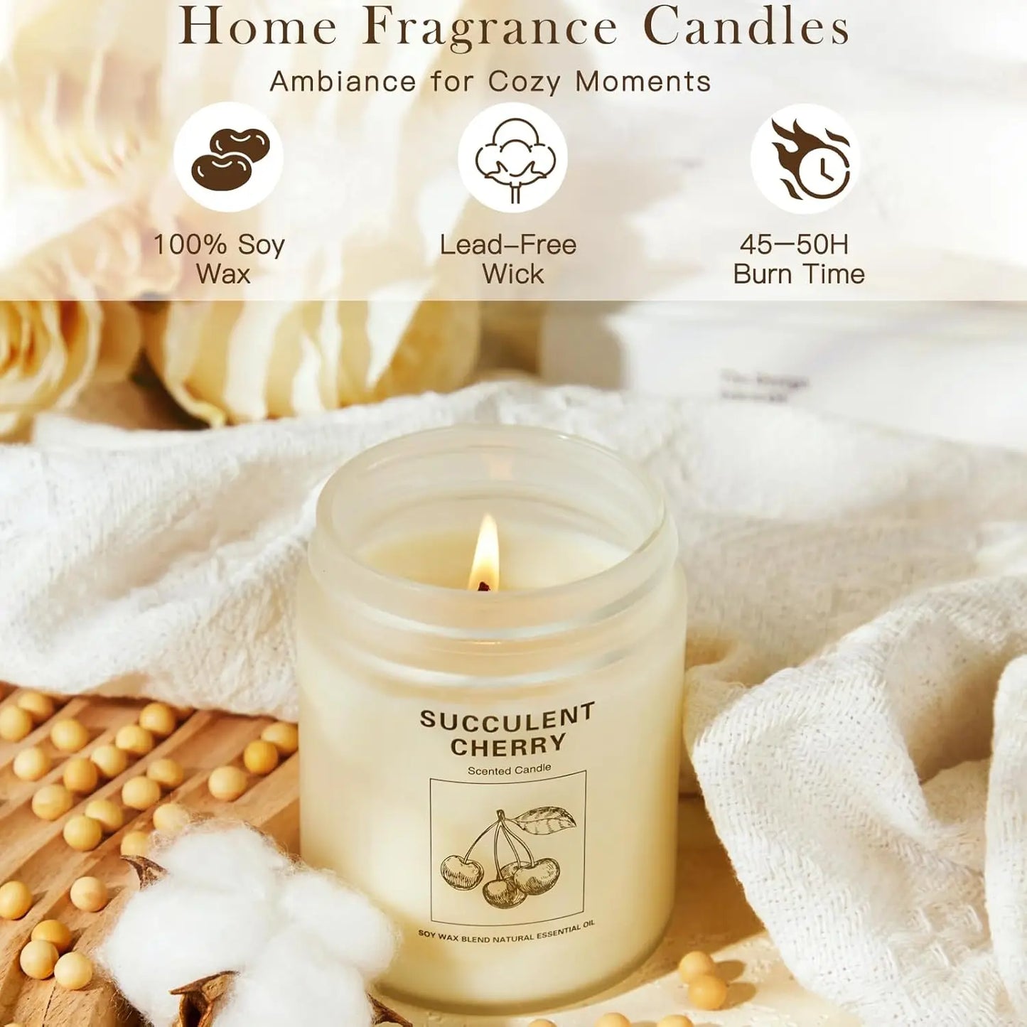 4-Pack Aromatherapy Candles: Lavender, Orange Ginger, Vanilla Scents for Home Relaxation & Holiday Gifts