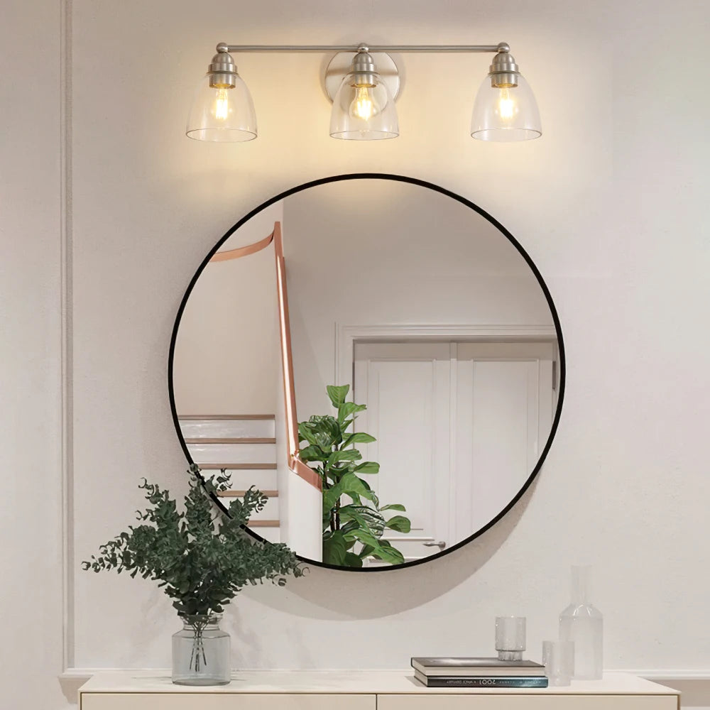 Modern Bathroom Vanity Light Clear Glass Shade Wall Sconces Over Mirror Living Room Bedroom Hallway (Bulb Not Included)