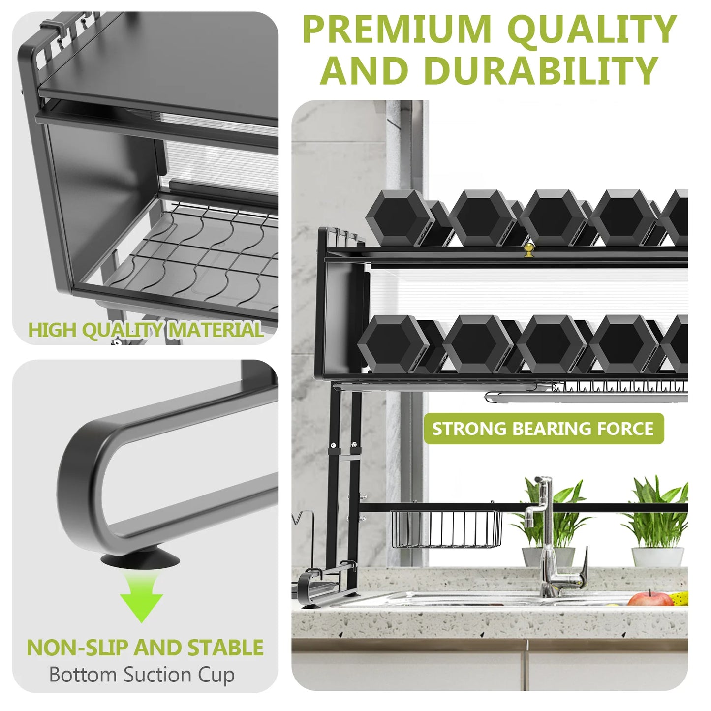 Over The Sink Dish Drying Rack 3 Tier Large Dish Rack Over The Counter Dish Drying Rack for Kitchen Sink Shlef Adjustable