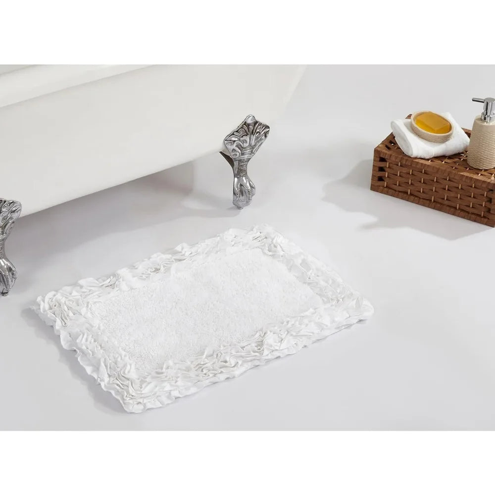stylish 17x24 cotton bath mat set - 100% absorbent, soft, non-slip for bathroom