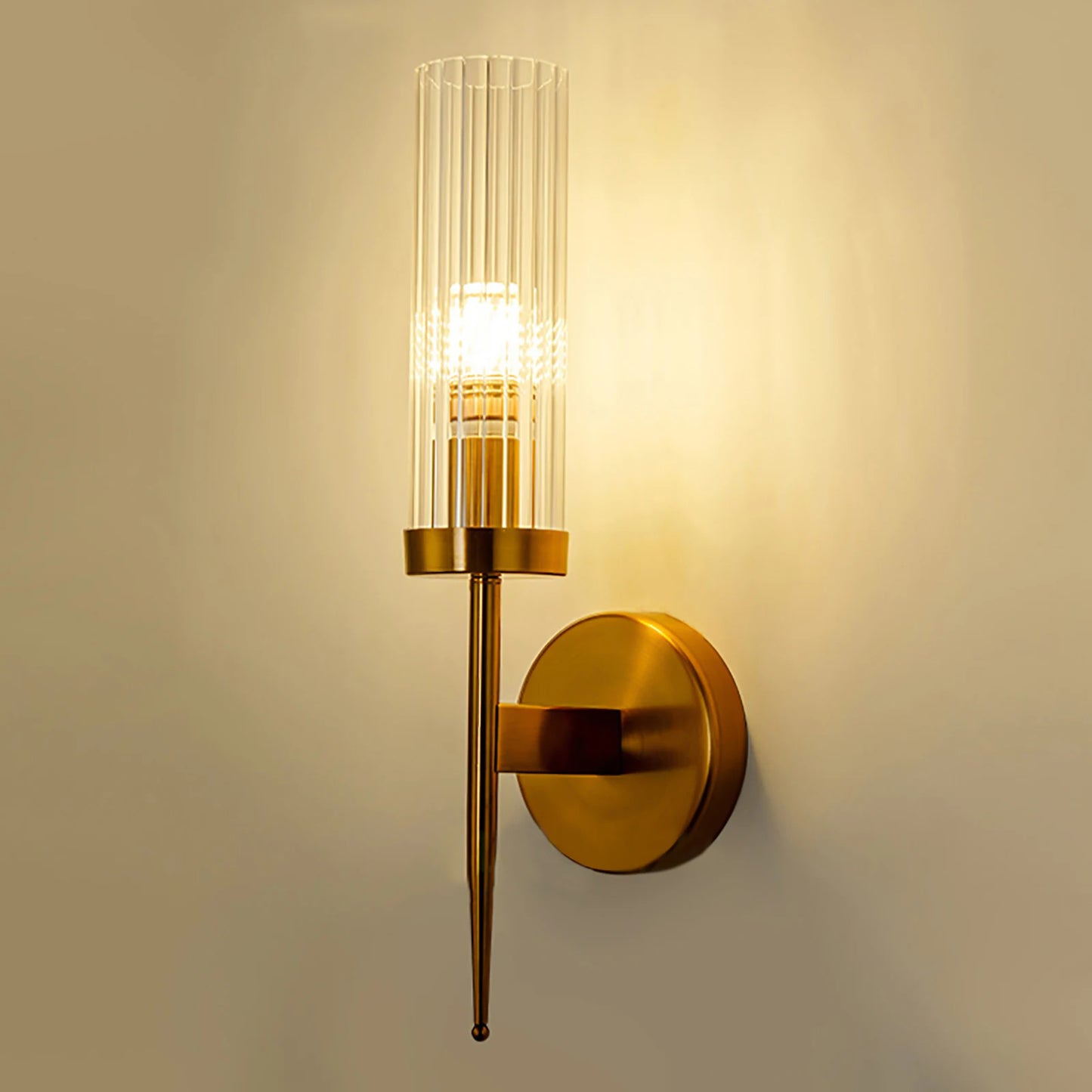 Wall-mounted Elegant Golden Wall Sconce with Glass Shade Modern LED Light Fixture for Living Room & Bedroom Decor Easy Install
