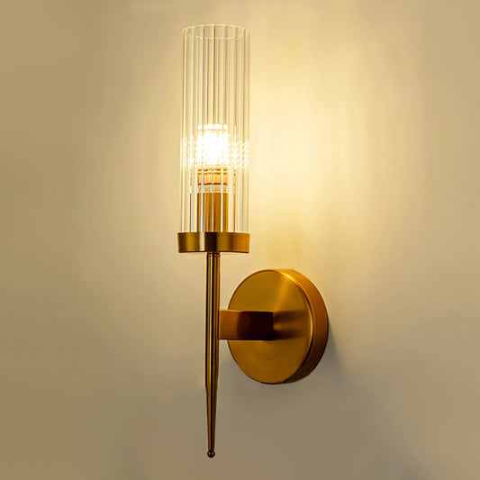 Wall-mounted Elegant Golden Wall Sconce with Glass Shade Modern LED Light Fixture for Living Room & Bedroom Decor Easy Install