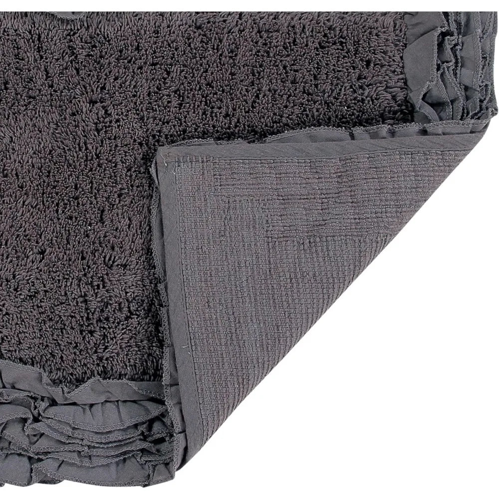 stylish 17x24 cotton bath mat set - 100% absorbent, soft, non-slip for bathroom