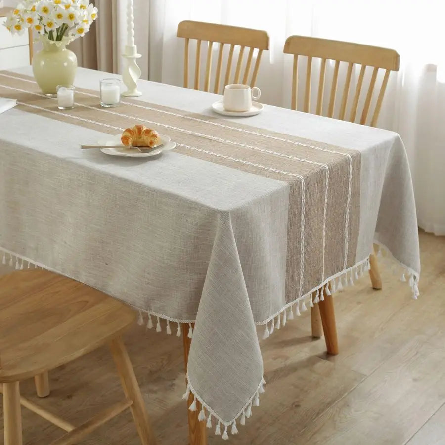 Tablecloths for Rectangle Tables, Cotton Linen Table Cloth Waterproof Tablecloth Wrinkle Free Farmhouse Dining Tables Cover, Sof