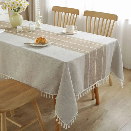 Tablecloths for Rectangle Tables, Cotton Linen Table Cloth Waterproof Tablecloth Wrinkle Free Farmhouse Dining Tables Cover, Sof