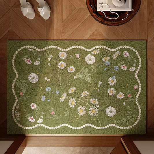 Green Floral Door Mat Cute Floral Floor Mats Rustic Floor Mats Forest Tree Floor Entry Doormat