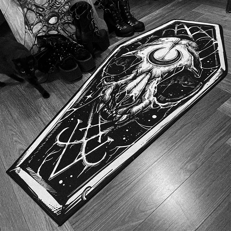 Bedroom Carpet Long Comfortable Floor Mat Gothic Style Rug Halloween Bedside Foot Mats Coffin Shape Rugs Home Decoration Carpets