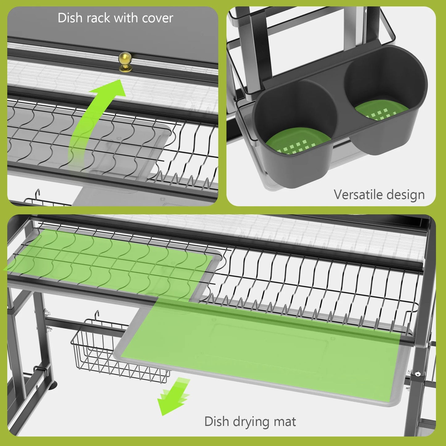 Over The Sink Dish Drying Rack 3 Tier Large Dish Rack Over The Counter Dish Drying Rack for Kitchen Sink Shlef Adjustable