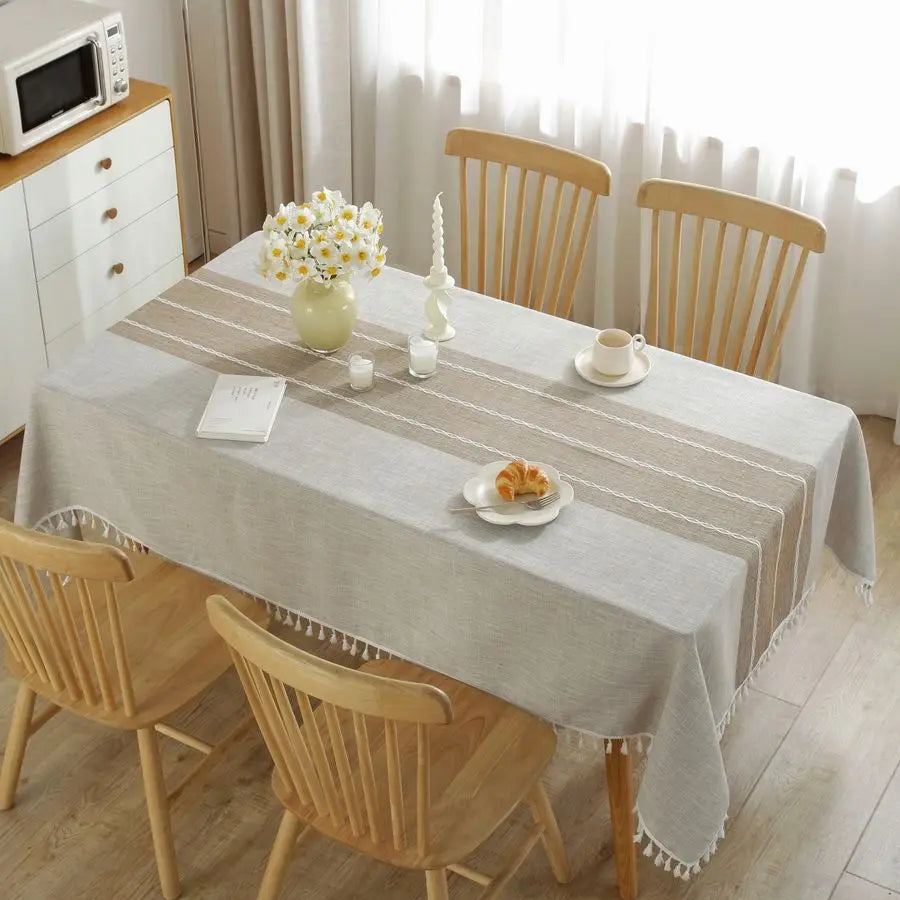 Tablecloths for Rectangle Tables, Cotton Linen Table Cloth Waterproof Tablecloth Wrinkle Free Farmhouse Dining Tables Cover, Sof