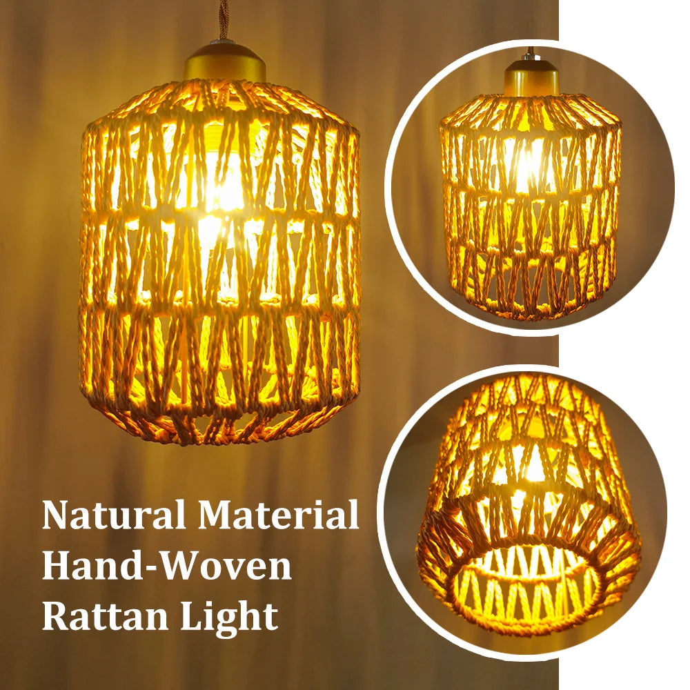 Ceiling chandelier,dining room pendant lights,E26 base,modern pendant lights,Height adjustable, Hand-Woven