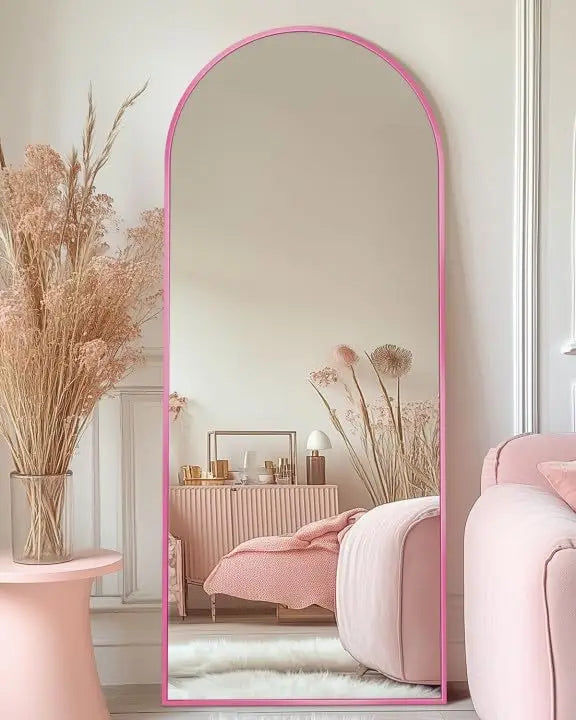 58" x19” Arched Full Length Floor Mirror, Gold Aluminum Frame, Free Standing/Wall Mount/Leaning for Bedroom, Living Room,