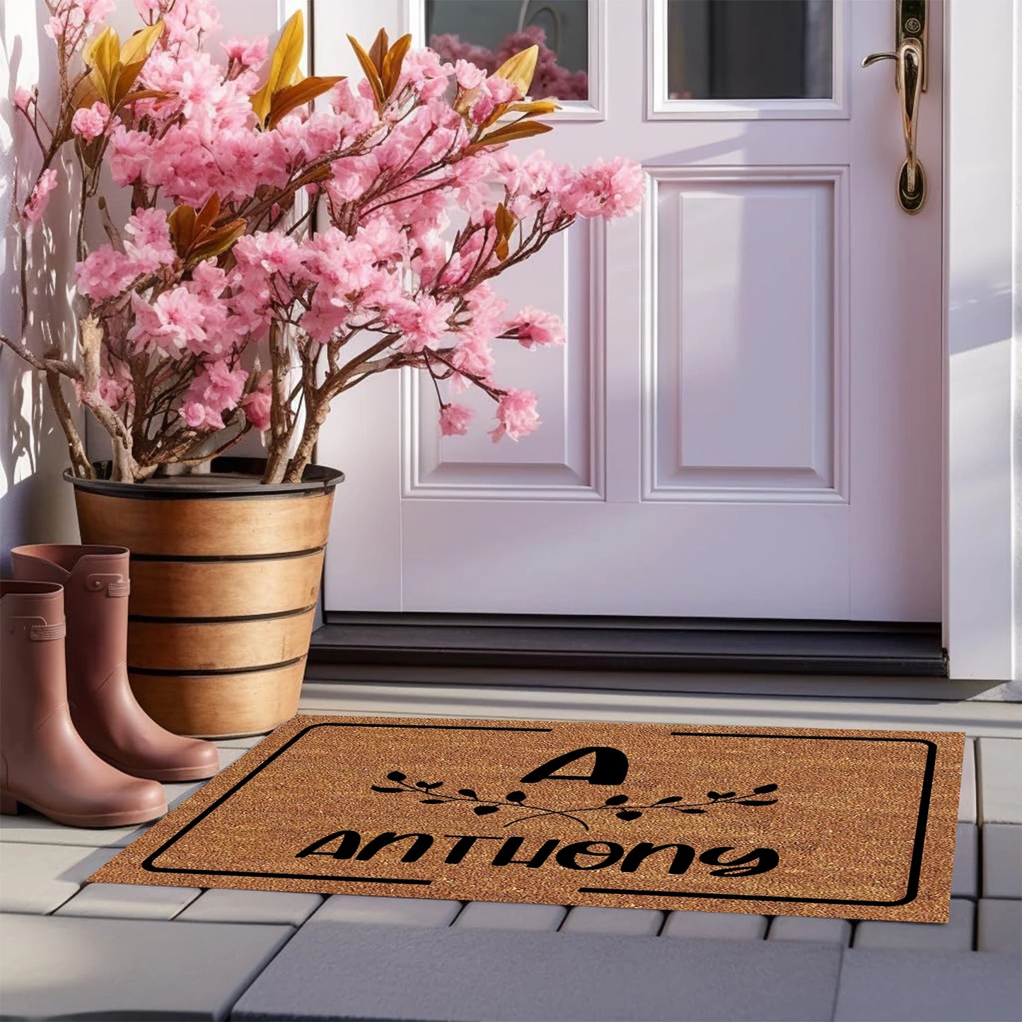 Custom Initial Family name Doormat Text Logo Rubber Non-Slip Funny Mats for Entryway Door Mat Indoor Outdoor Rug Floor Foot Mat