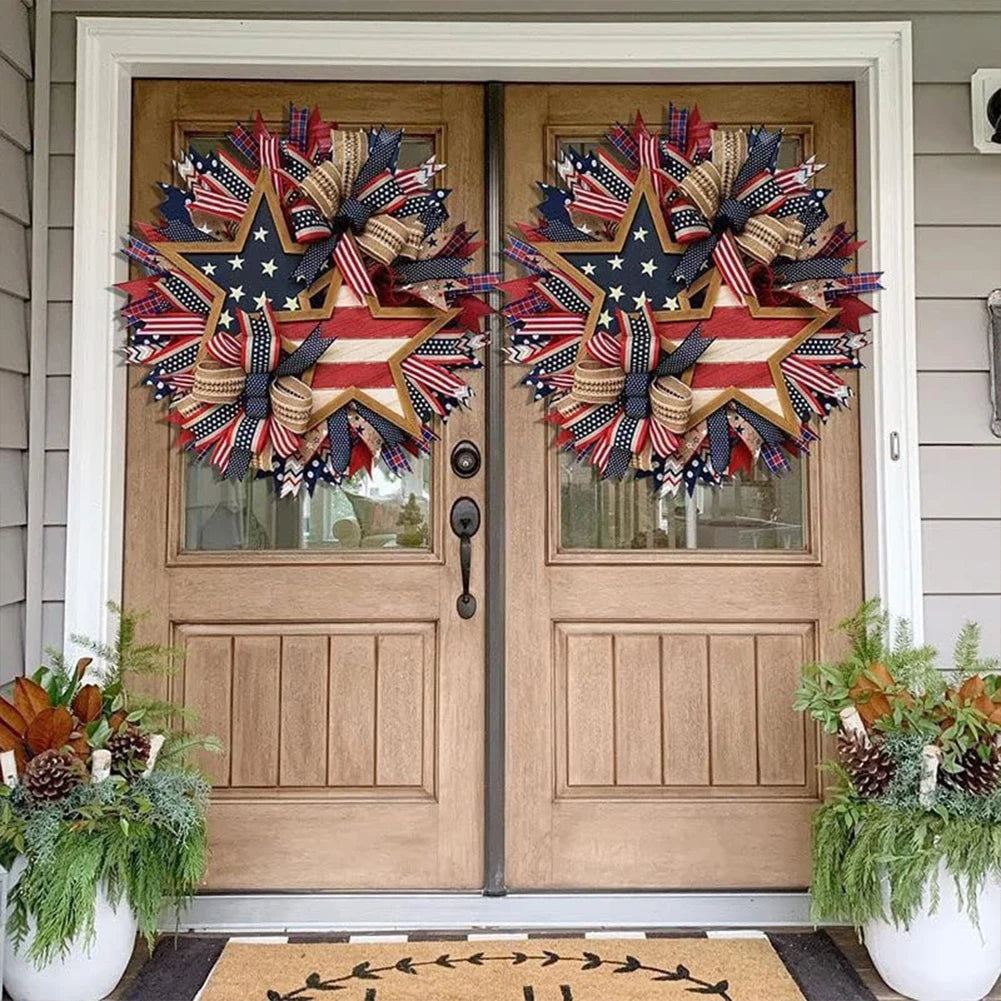 4th of July Wreath Patriotic American Wreath Independence Day Wreath Front Door Wall Home Decor