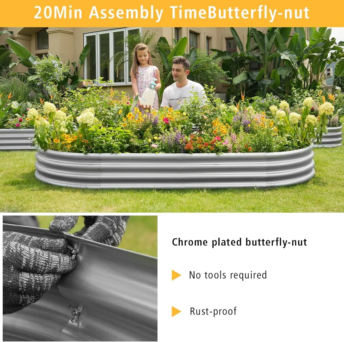 2-Pack Galvanized Steel Raised Garden Bed Kit, 4x2x1ft Metal Planter Box for Vegetables Herbs Flowers